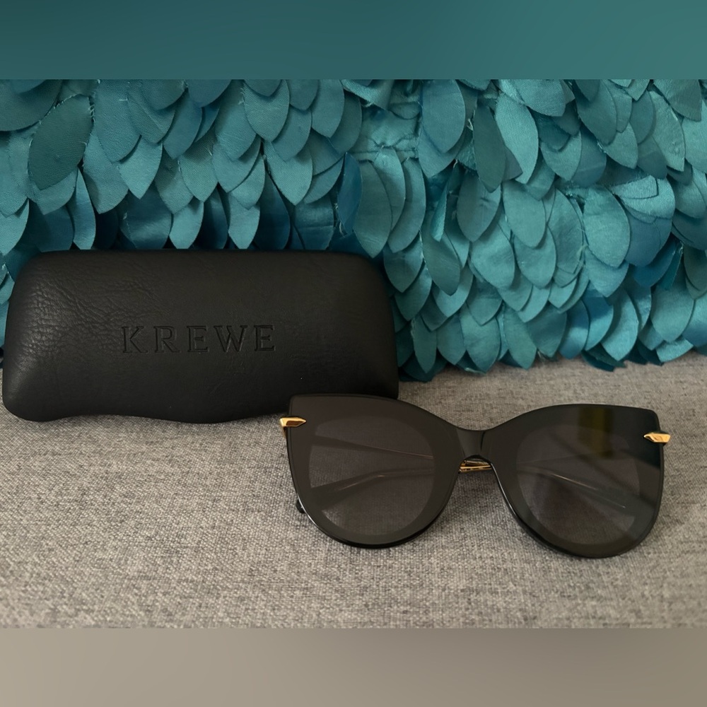 New KREWE Laveau Nylon Black/Crystal 24K Sunglasses